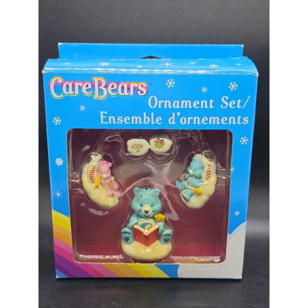 VTG Care Bears Ornament Set 3pc Bedtime Wish Love-a-Lot 2006 American Greetings